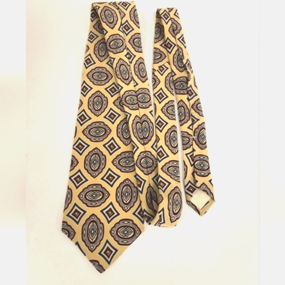 Yves Saint Laurent Beige and Brown Geometric Tie - Picture 3 of 6